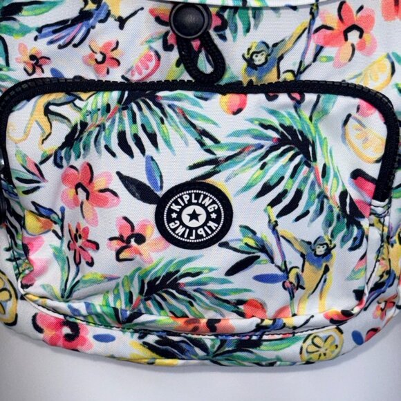 Kipling Backpack Womens Floral Multi-Color Canvas Adjustable Straps Jungle Monke - Picture 2 of 16